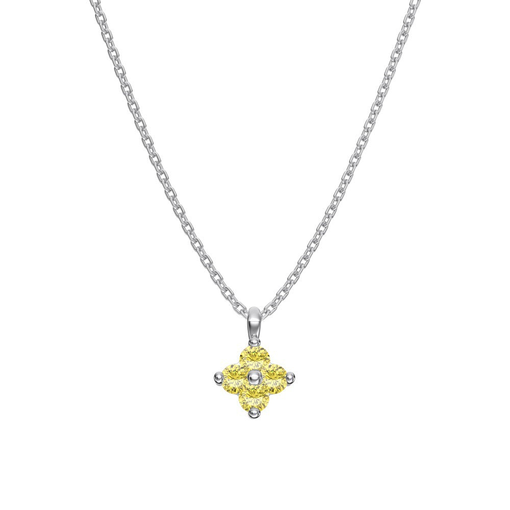 "Birthstone Clover" 925 Sterling Silver Four-Leaf Pendant Necklace