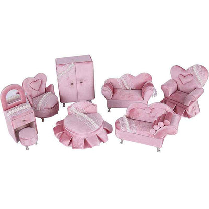 "Princess Manor" Velvet Pearl Lace Furniture Jewelry Box Set