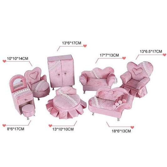"Princess Manor" Velvet Pearl Lace Furniture Jewelry Box Set