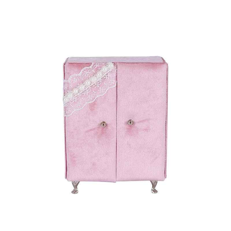 "Princess Manor" Velvet Pearl Lace Furniture Jewelry Box Set