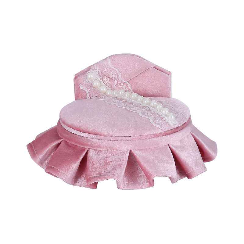 "Princess Manor" Velvet Pearl Lace Furniture Jewelry Box Set