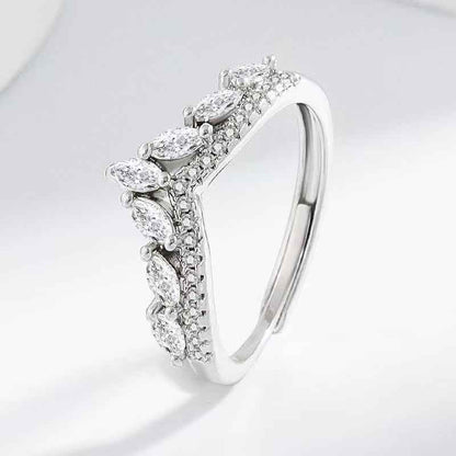 “Laurel Tiara” S925 Sterling Silver Marquise Crown Band Ring