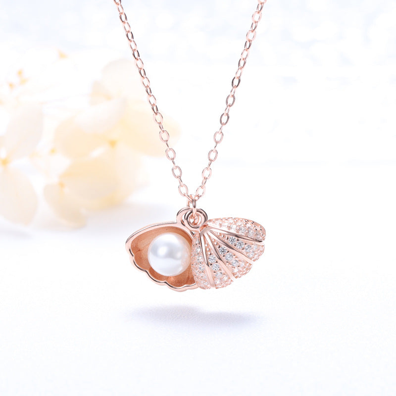 “Marina Pearl” S925 Sterling Silver Shell Pearl Necklace