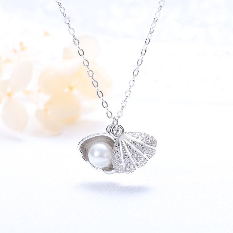 “Marina Pearl” S925 Sterling Silver Shell Pearl Necklace