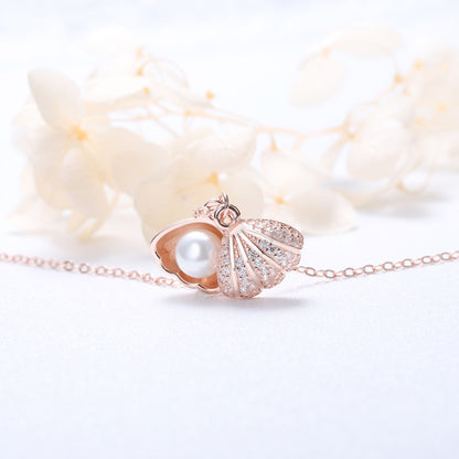 “Marina Pearl” S925 Sterling Silver Shell Pearl Necklace