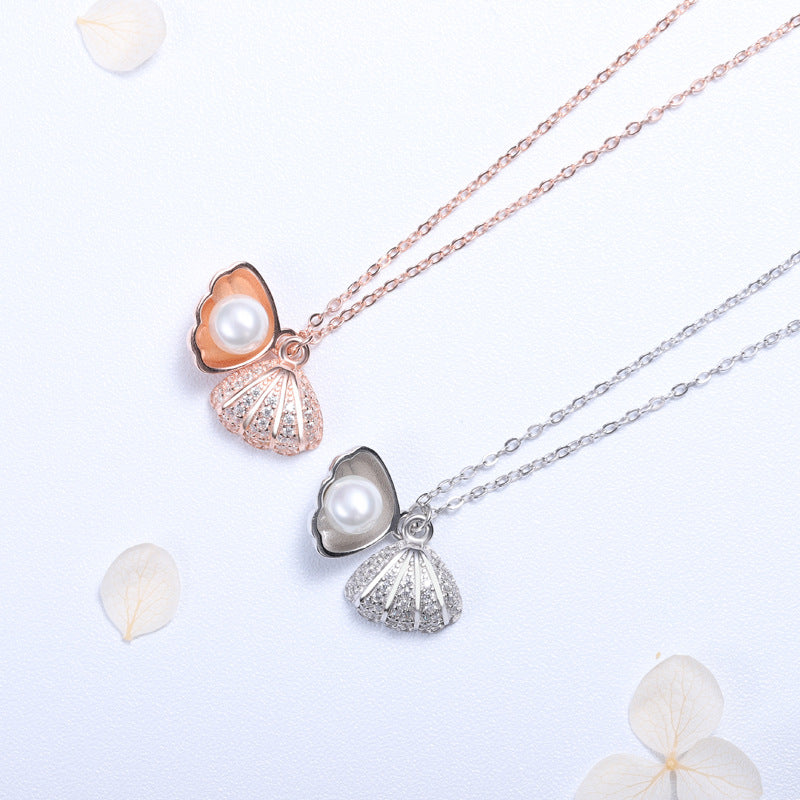 “Marina Pearl” S925 Sterling Silver Shell Pearl Necklace