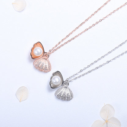 “Marina Pearl” S925 Sterling Silver Shell Pearl Necklace