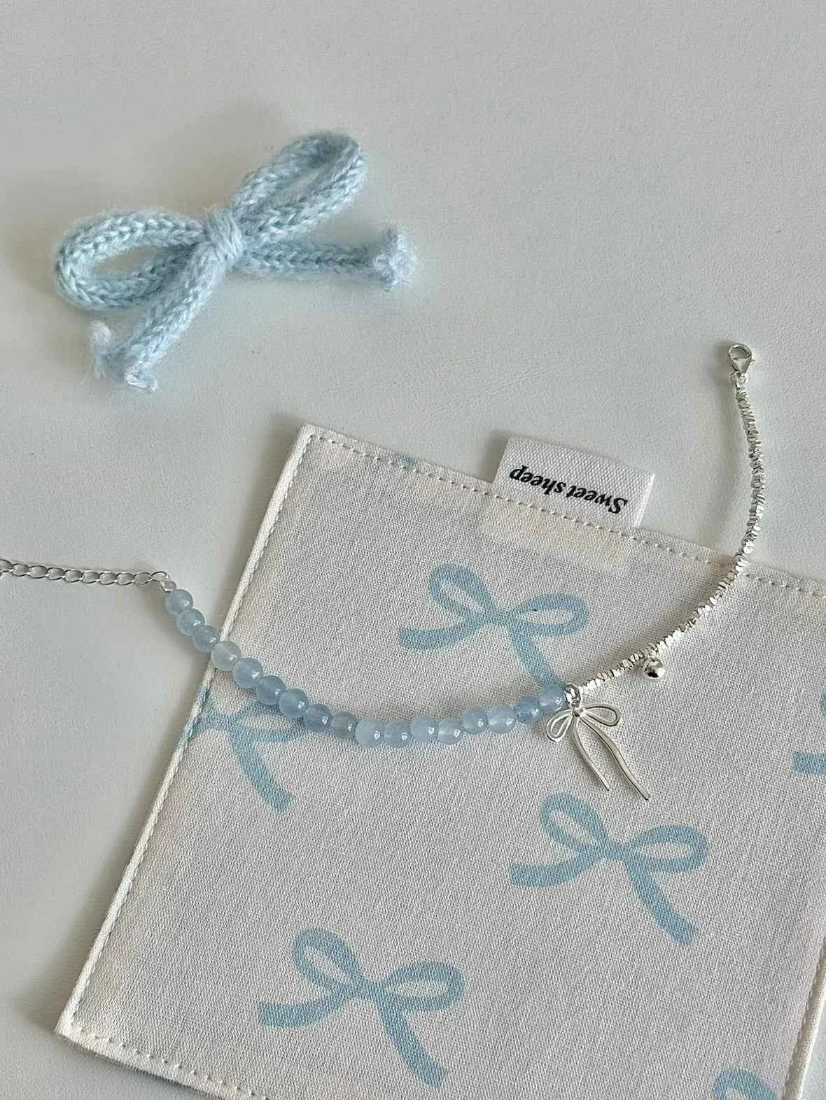 "Cool Blue Elegance" 925 Sterling Silver Blue Gemstone Bracelet with Bowknot - Chilly Chic, Ins Style, Unique Design.