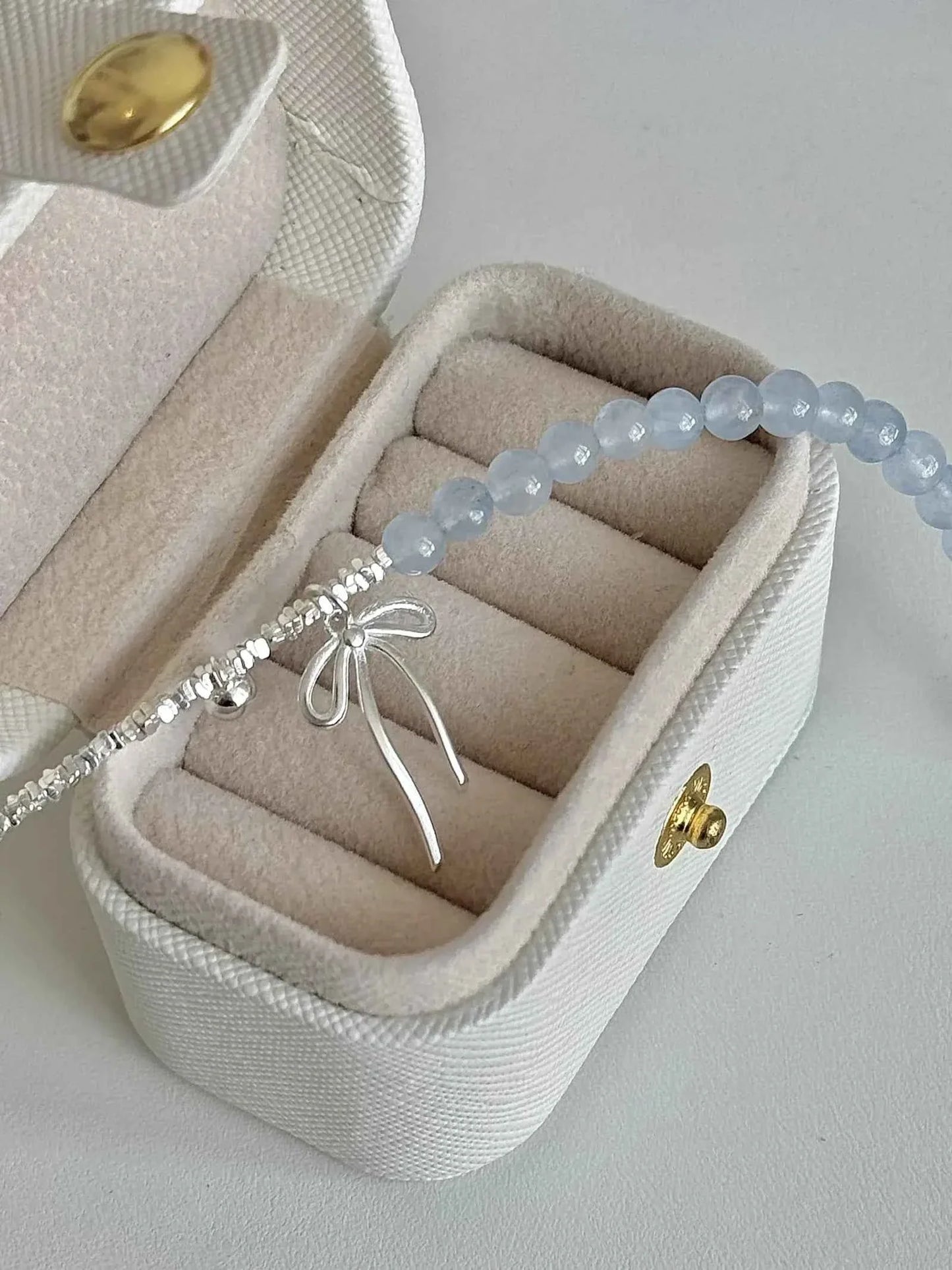 "Cool Blue Elegance" 925 Sterling Silver Blue Gemstone Bracelet with Bowknot - Chilly Chic, Ins Style, Unique Design.