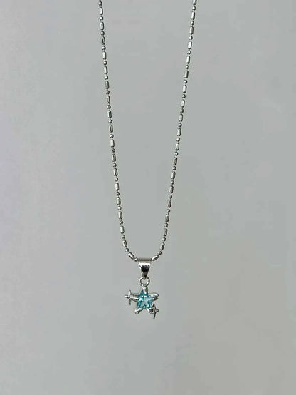 "Starry Fragments" Blue Star Necklace - Delicate, Cool Chic, and Unique Design.