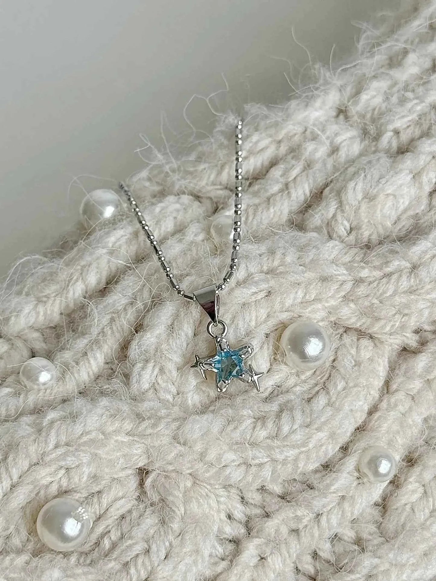 "Starry Fragments" Blue Star Necklace - Delicate, Cool Chic, and Unique Design.