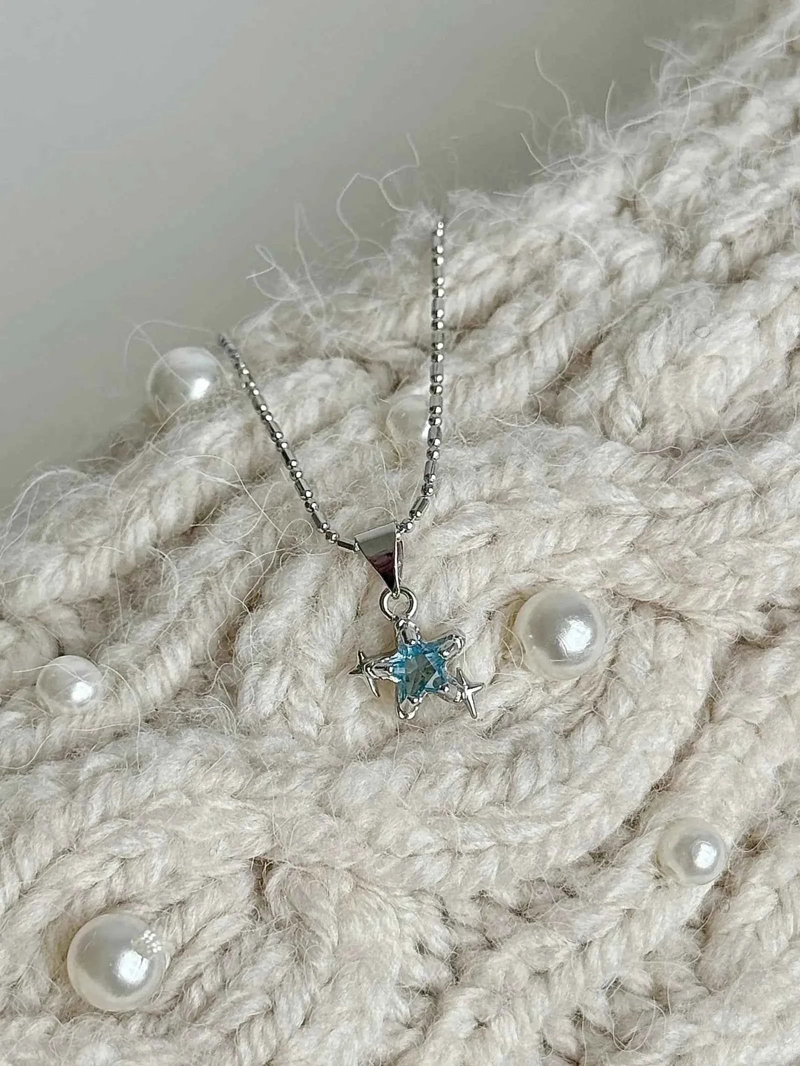 "Starry Fragments" Blue Star Necklace - Delicate, Cool Chic, and Unique Design.