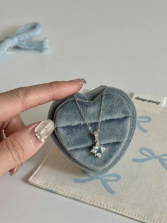 "Blue Starlight Droplet" Star Necklace - Delicate, Elegant, and Cool Chic.