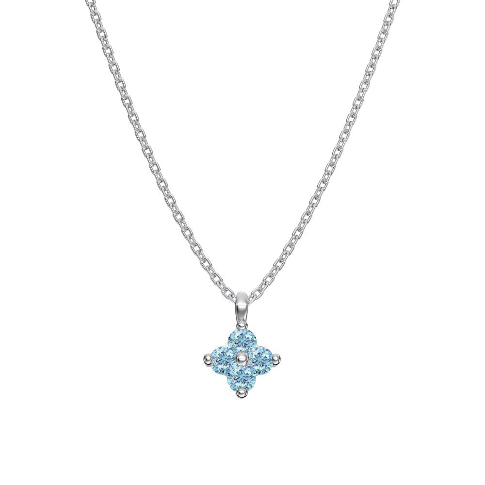 "Birthstone Clover" 925 Sterling Silver Four-Leaf Pendant Necklace