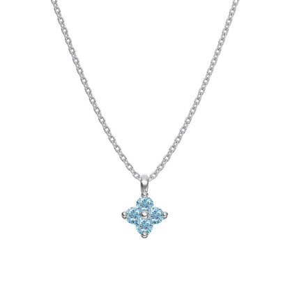 "Birthstone Clover" 925 Sterling Silver Four-Leaf Pendant Necklace