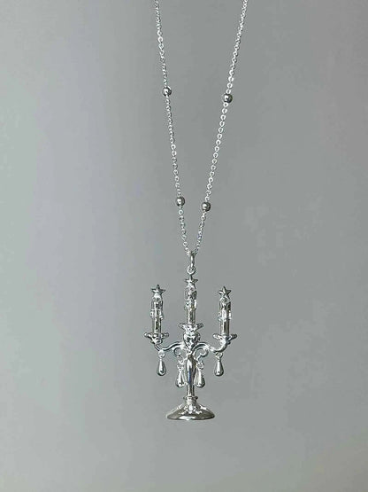 "Starlight Candlestick" Vintage Star Necklace - Unique, Elegant, and Long Chain Design.