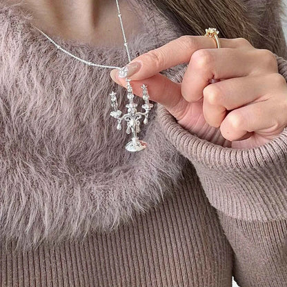 "Starlight Candlestick" Vintage Star Necklace - Unique, Elegant, and Long Chain Design.
