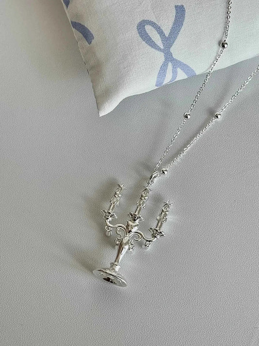 "Starlight Candlestick" Vintage Star Necklace - Unique, Elegant, and Long Chain Design.