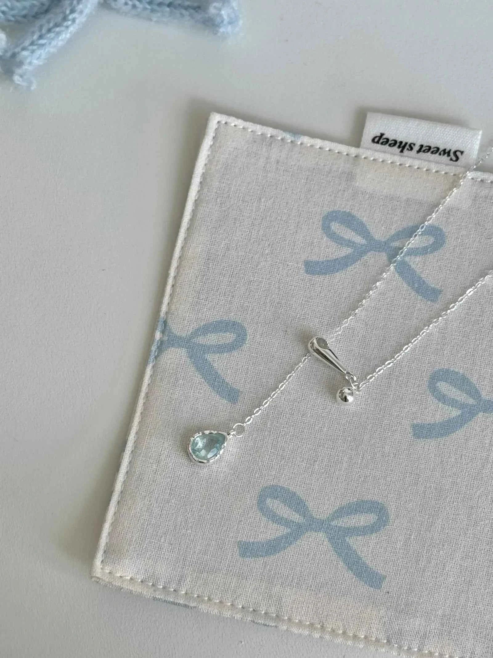 "Walden Lake" 925 Sterling Silver Lake Blue Water Drop Necklace - Delicate, Cool Chic, and Adjustable.