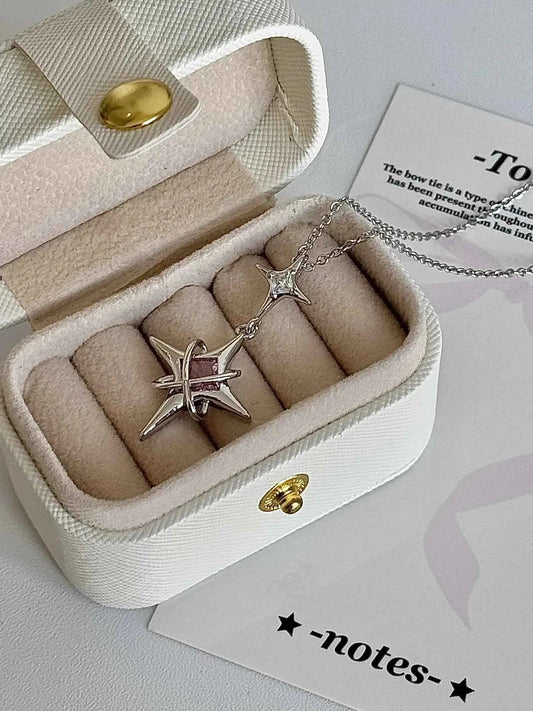 "Venus' Pink Starlight" 925 Sterling Silver Necklace - Sweet, Elegant, and Unique.
