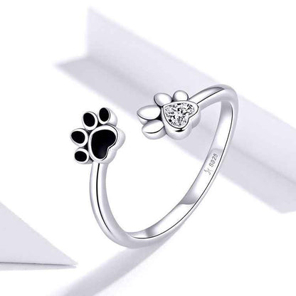 "Paw Promise" 925 Sterling Silver Adjustable Cat Paw Ring – Playful & Chic