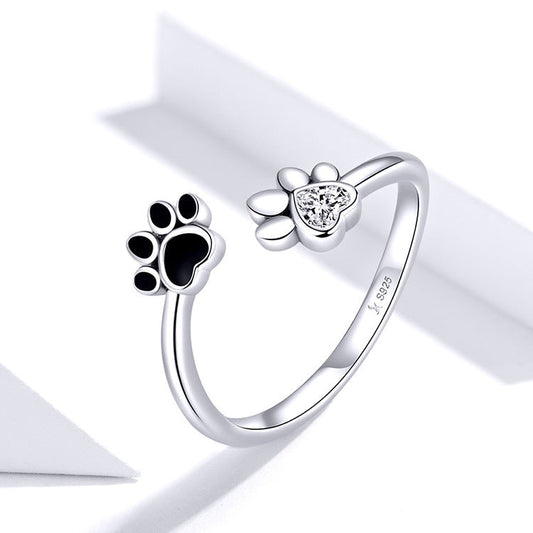"Paw Promise" 925 Sterling Silver Adjustable Cat Paw Ring – Playful & Chic