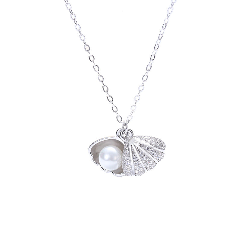 “Marina Pearl” S925 Sterling Silver Shell Pearl Necklace