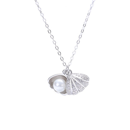 “Marina Pearl” S925 Sterling Silver Shell Pearl Necklace