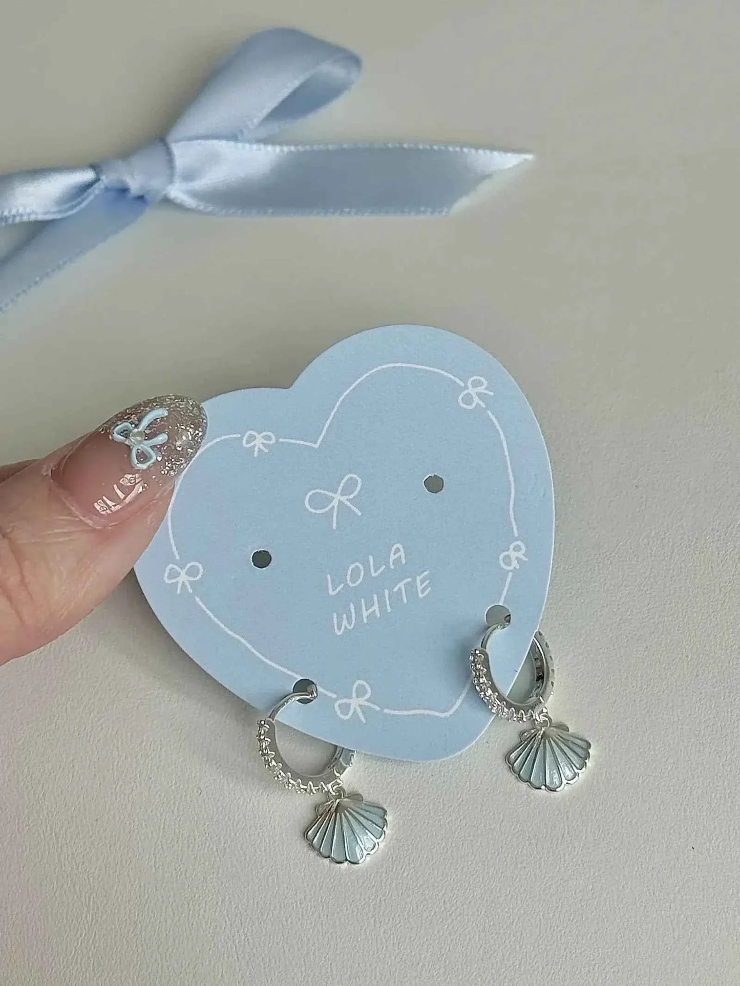 "Island Diary" 925 Sterling Silver Light Blue Shell Earrings - Delicate, Fresh, and Chic.