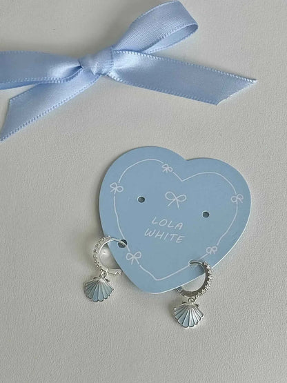 "Island Diary" 925 Sterling Silver Light Blue Shell Earrings - Delicate, Fresh, and Chic.