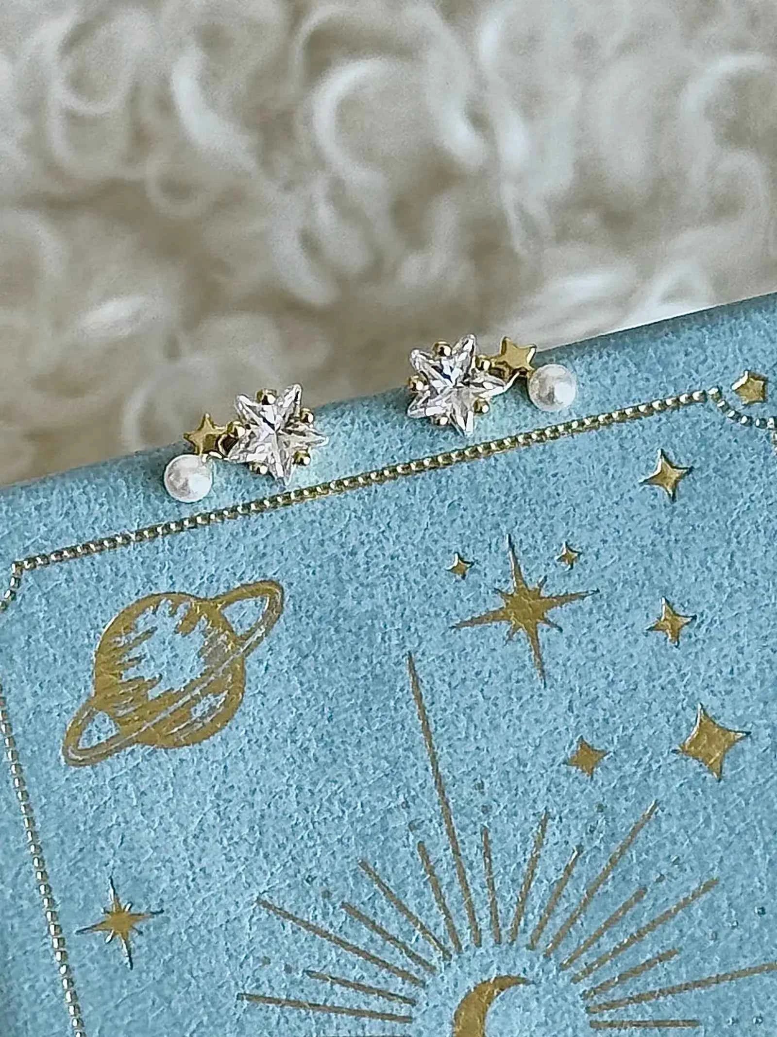 "Starlight Pearl" 925 Sterling Silver with 14K Gold Plating Earrings - Delicate, Chic, and Versatile.