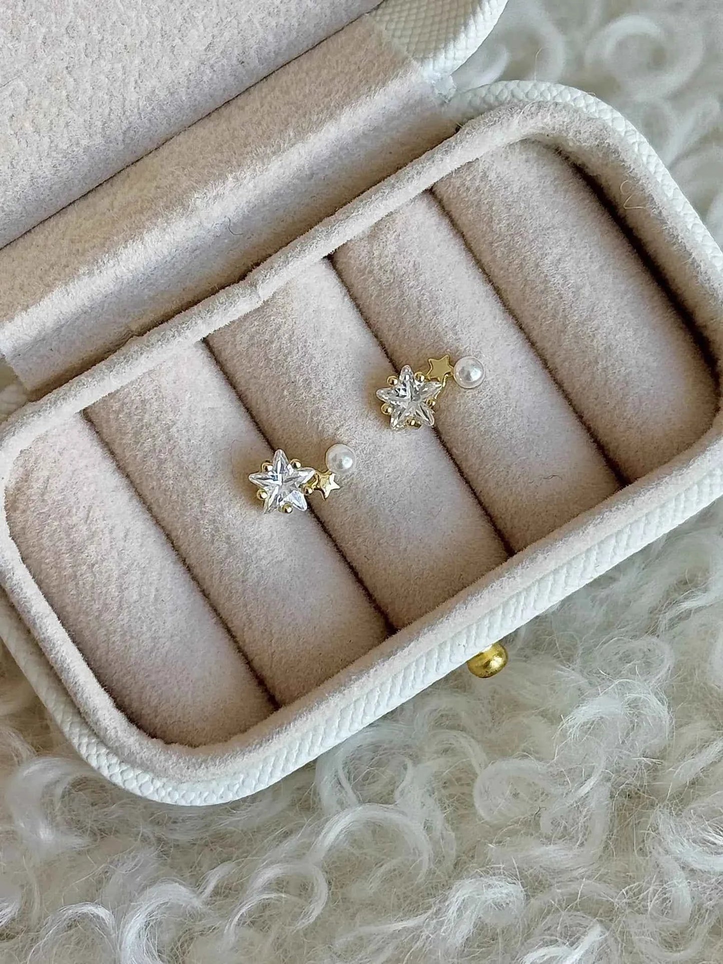 "Starlight Pearl" 925 Sterling Silver with 14K Gold Plating Earrings - Delicate, Chic, and Versatile.