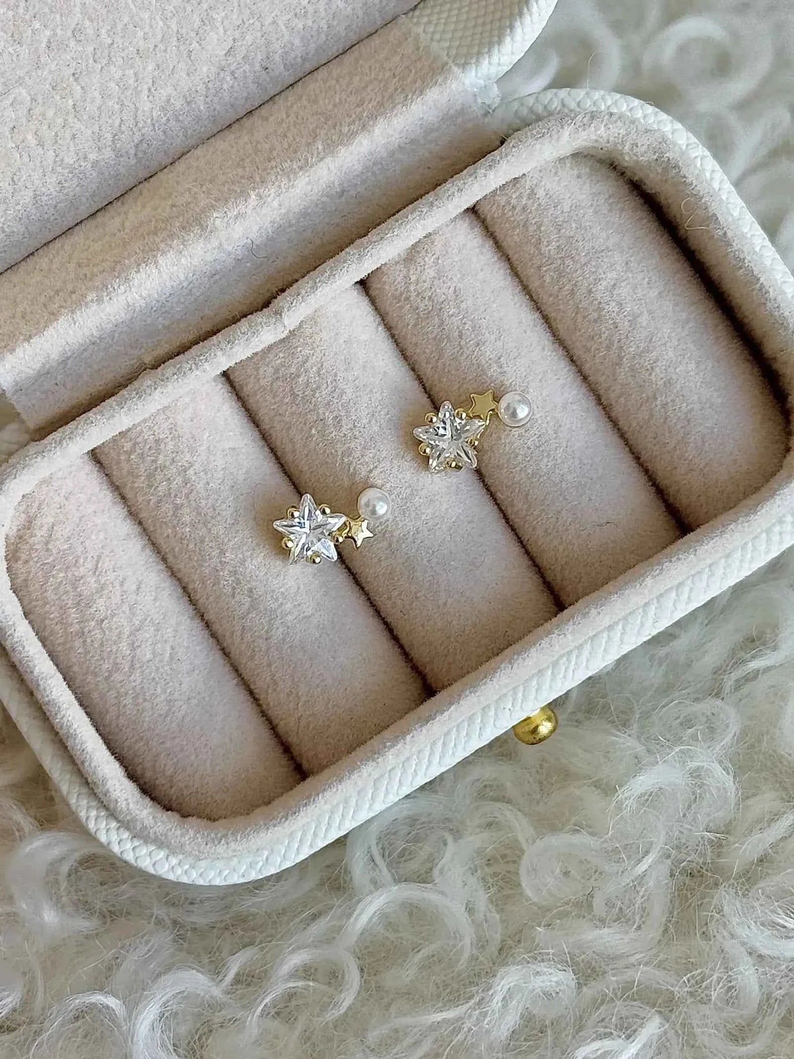 "Starlight Pearl" 925 Sterling Silver with 14K Gold Plating Earrings - Delicate, Chic, and Versatile.