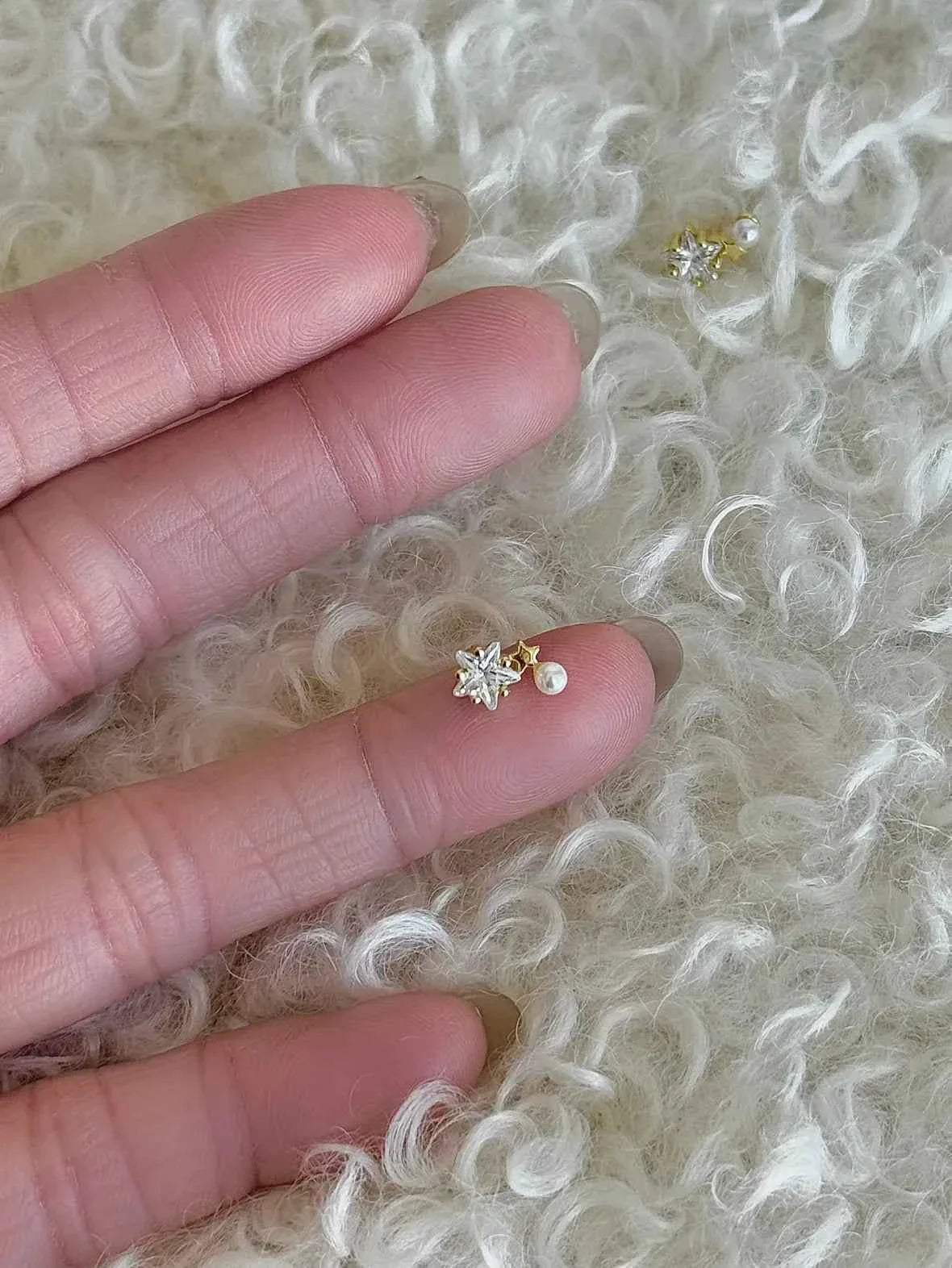 "Starlight Pearl" 925 Sterling Silver with 14K Gold Plating Earrings - Delicate, Chic, and Versatile.