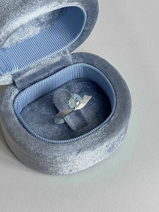 "Mercury Wave" 925 Sterling Silver Ring with Sea Blue Artificial Gems - Delicate, Luxurious, and Cool Chic.