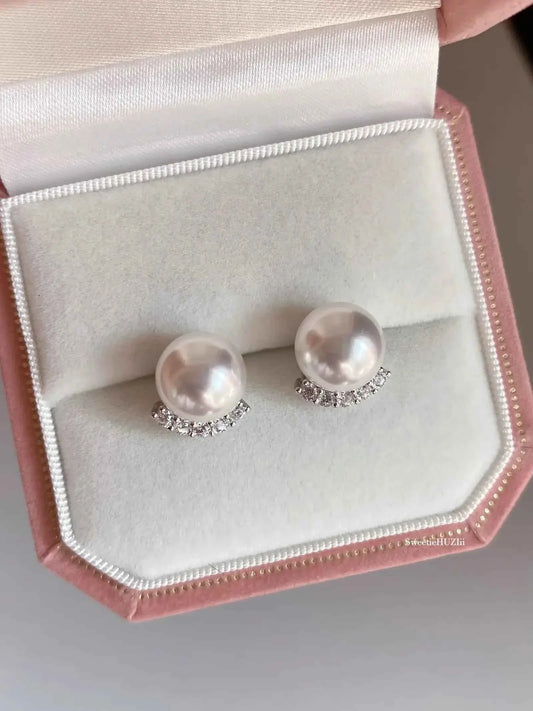 "Sparkling Bulb Pearl" 925 Sterling Silver Stud Earrings - Unique, Elegant, and eye-catching
