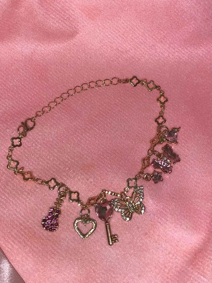 "Barbie Fantasy Diary" Pink Zircon Copper Alloy Bracelet - Sweet, Delicate, and Full of Romance