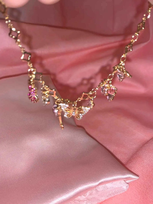 "Barbie Fantasy Diary" Pink Zircon Copper Alloy Bracelet - Sweet, Delicate, and Full of Romance