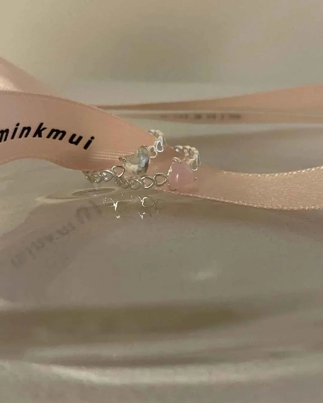 "Princess Bow Collection" 925 Sterling Silver Pink Zircon Ring Set - Sweet, Elegant, and Royal