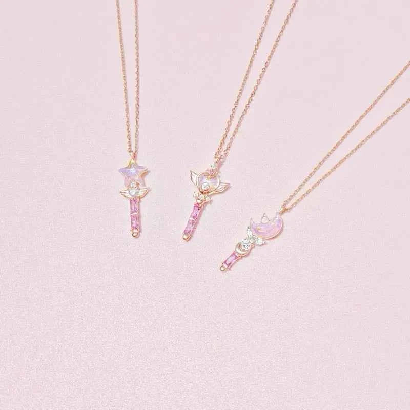 "Fairy Wand" 925 Sterling Silver Necklace with Colorful Crystals - Perfect for Birthdays and Graduations