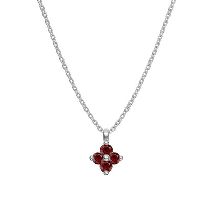 "Birthstone Clover" 925 Sterling Silver Four-Leaf Pendant Necklace