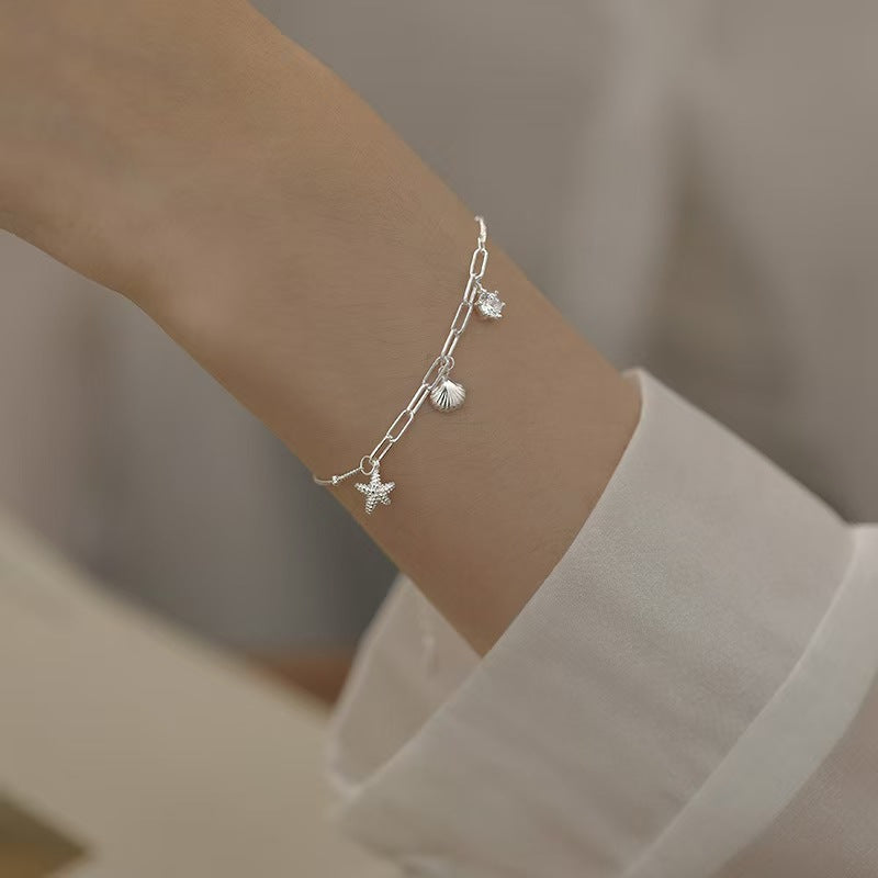 "Island Breeze" 925 Sterling Silber Seestern &amp; Muschel Halskette – Whisper of the Sea