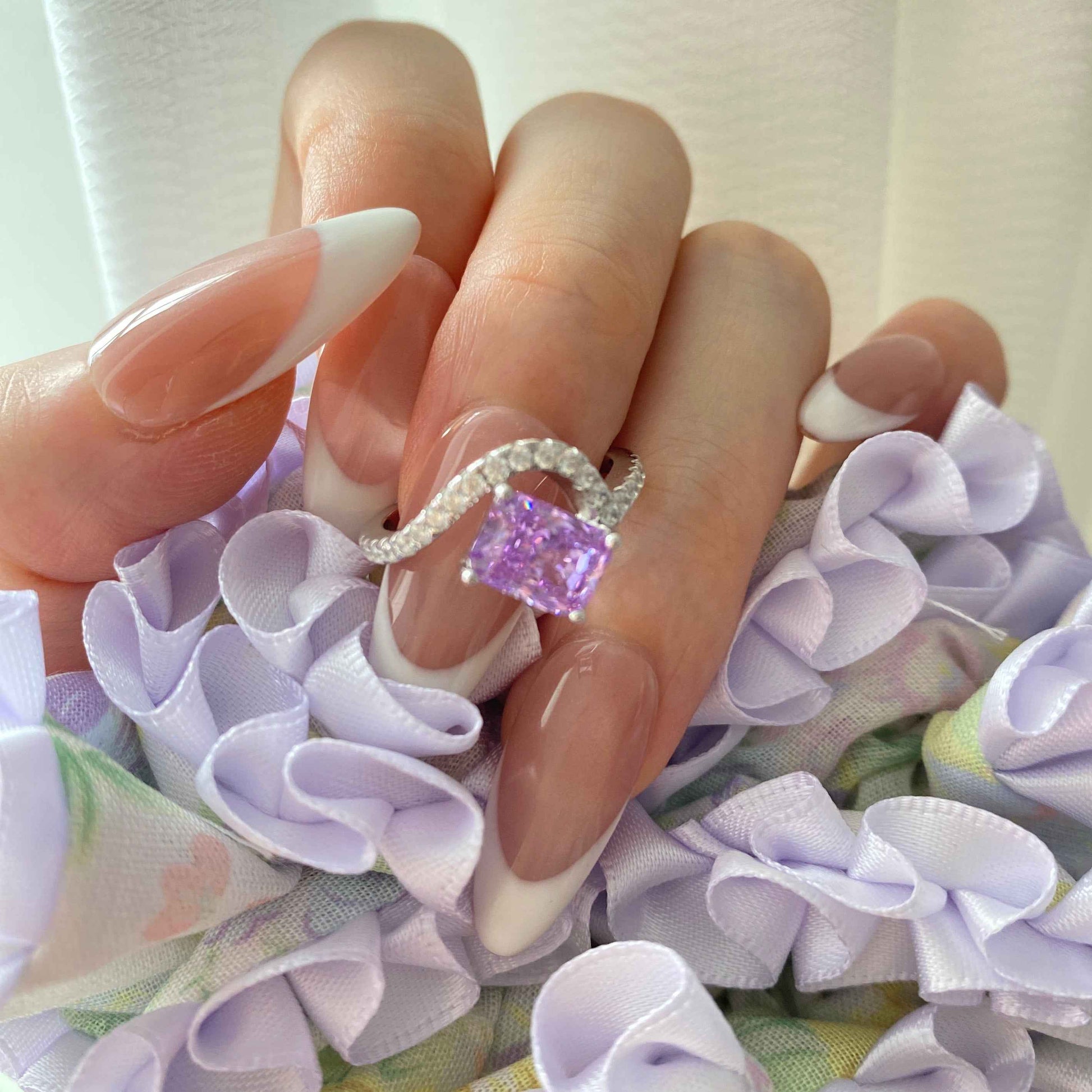 “Blush Frostfire” S925 Sterling Silver 1.5CT Rectangular-Cut Zircon Ring