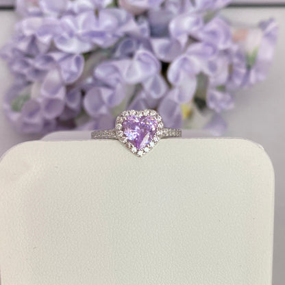 “Frostfire Heart” S925 Sterling Silver 1CT Heart-Cut Zircon Halo Ring