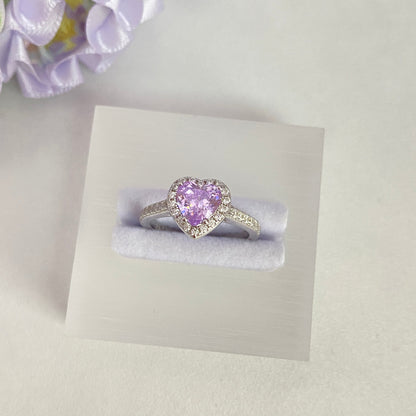 “Frostfire Heart” S925 Sterling Silver 1CT Heart-Cut Zircon Halo Ring