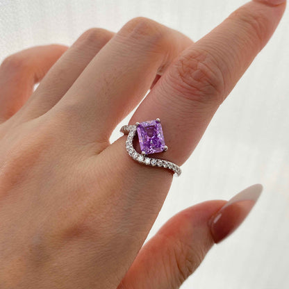 “Blush Frostfire” S925 Sterling Silver 1.5CT Rectangular-Cut Zircon Ring