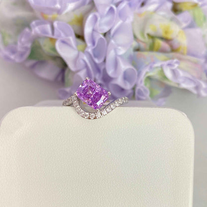 “Blush Frostfire” S925 Sterling Silver 1.5CT Rectangular-Cut Zircon Ring