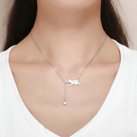 "Playful Kitten" 925 Sterling Silver Necklace
