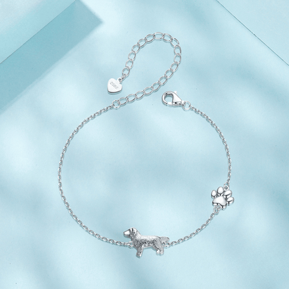 "Golden Retriever Love" 925 Sterling Silver Bracelet