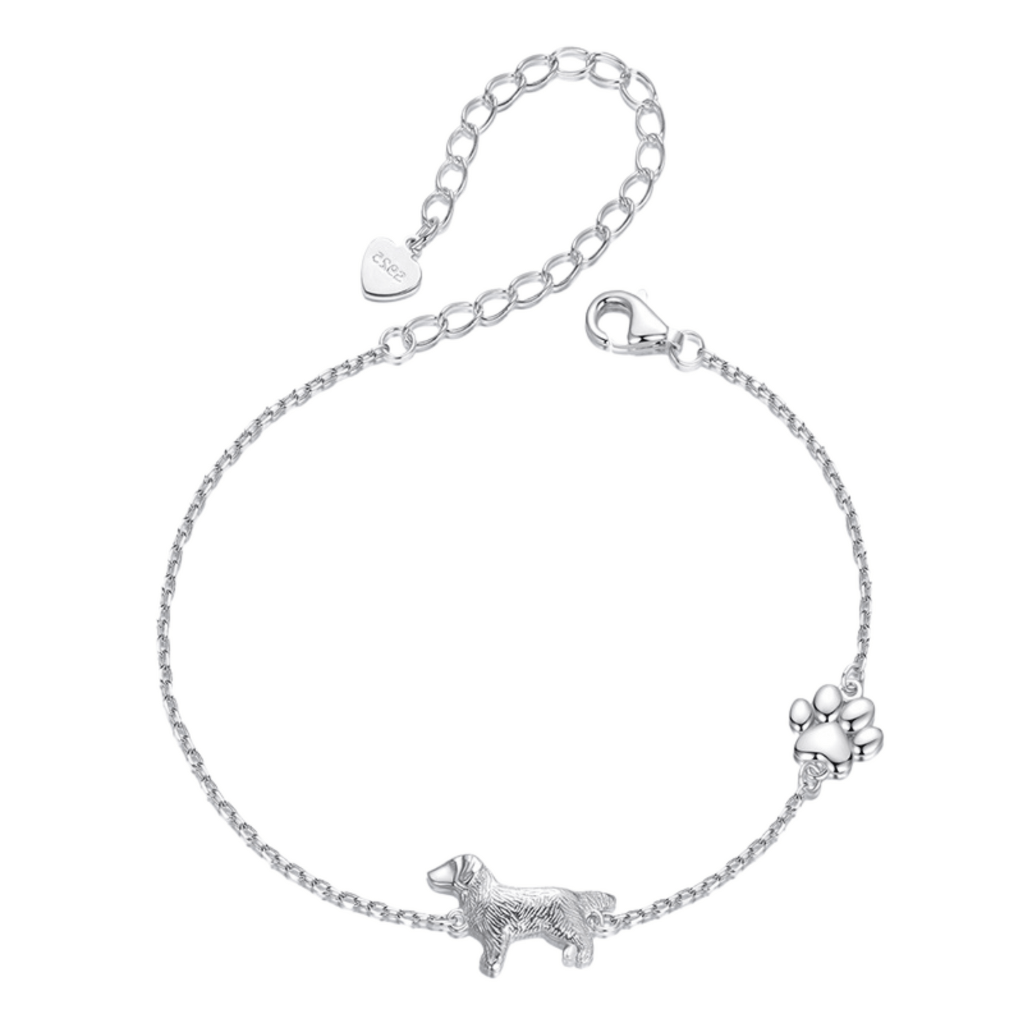 "Golden Retriever Love" 925 Sterling Silver Bracelet